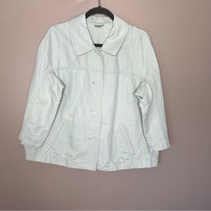 J.jill women’s linen blend jacket XL mint green jean jacket style spring summer